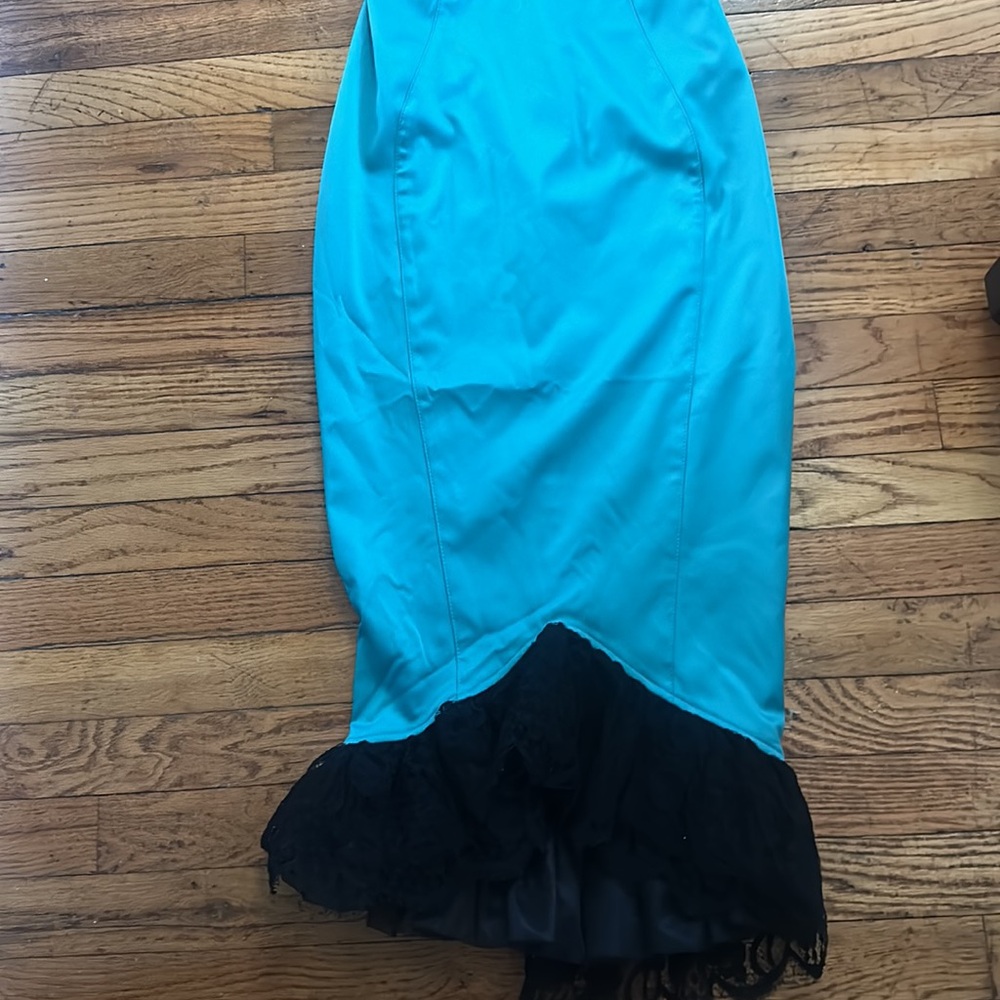 NWT 2014 Pin Up Girl clothing wiggle dress Size Small Teal - Picture 3 of 11